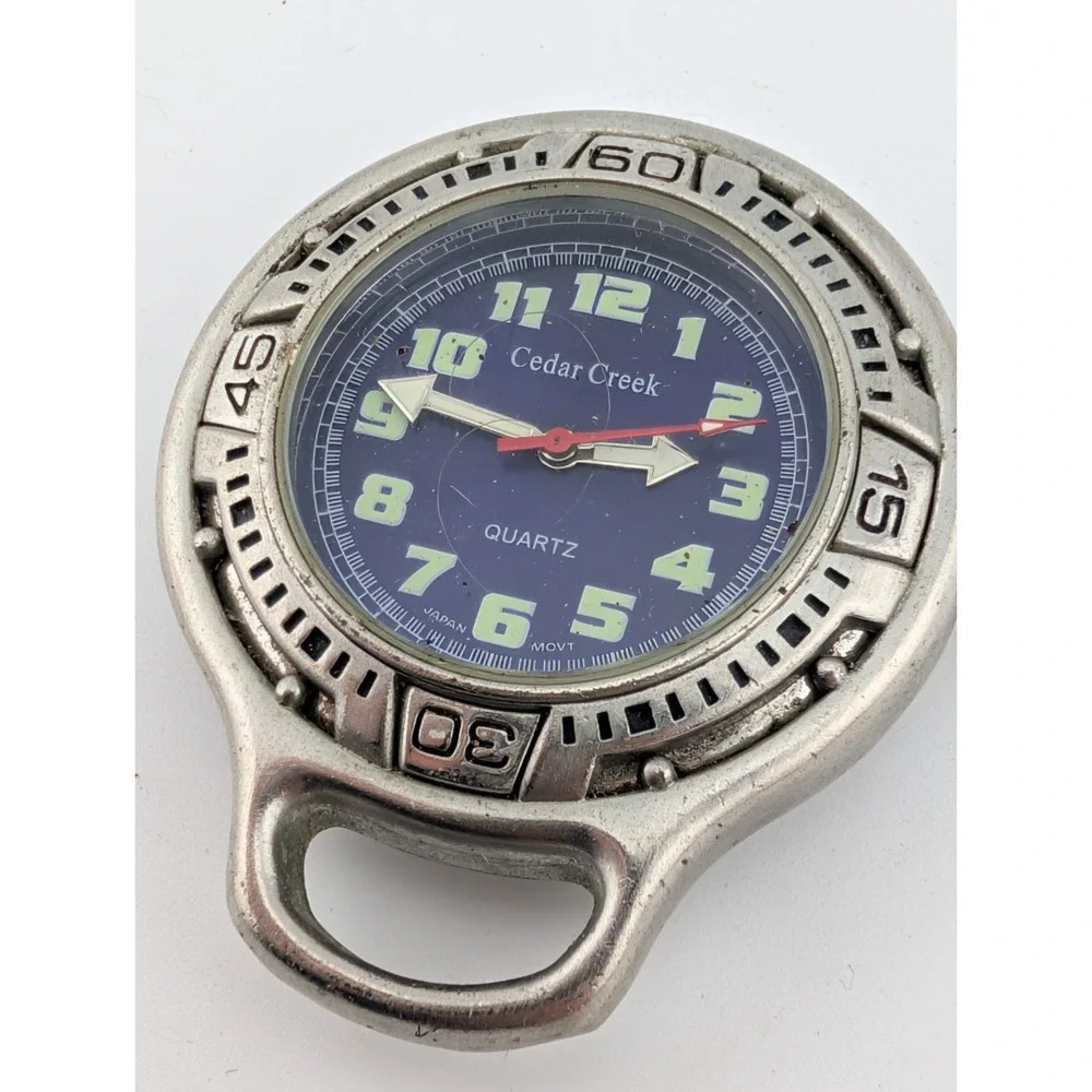 Cedar Creek Clip Watch Men 43mm Case Blue Dial, No Case- New‎ Battery